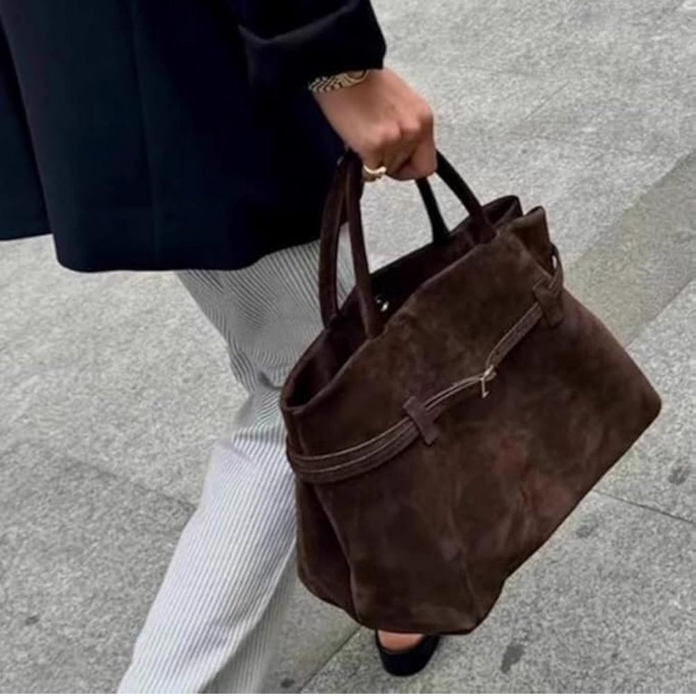 Elegant Brown Faux Suede Fall Bag 👜🍂 same day shipping